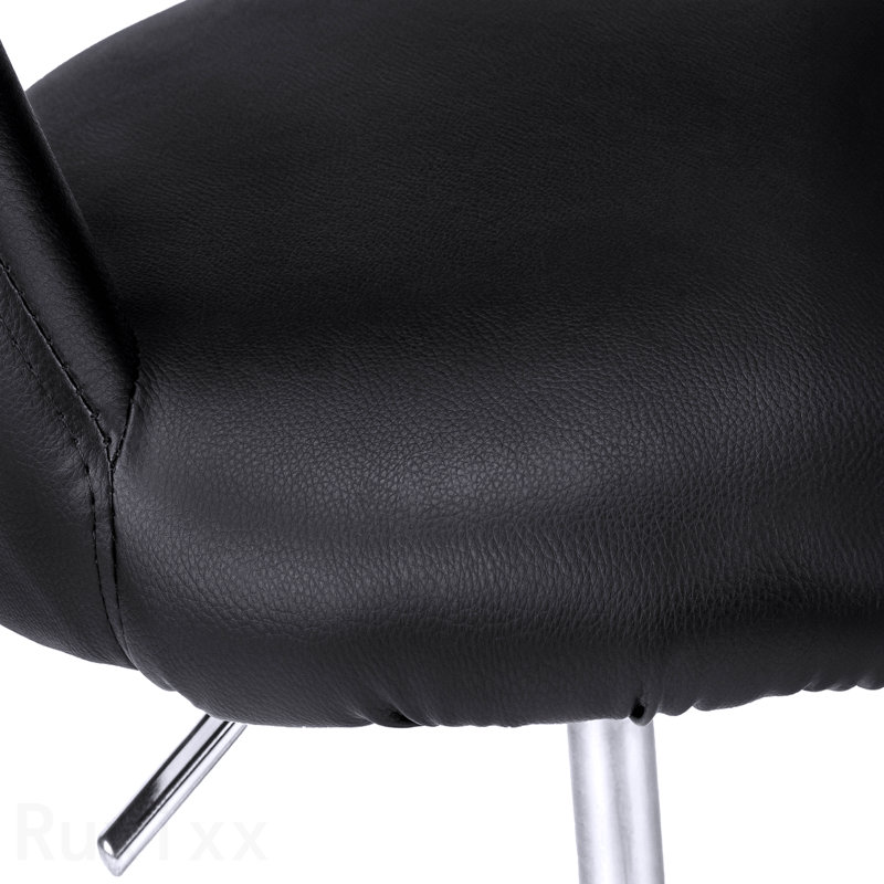 Black Leather Look Chrome Metal Office Chair, Adjustable Height, Swivel, Ergonomic, Armrests, Computer Desk Work, Contemporary Modern