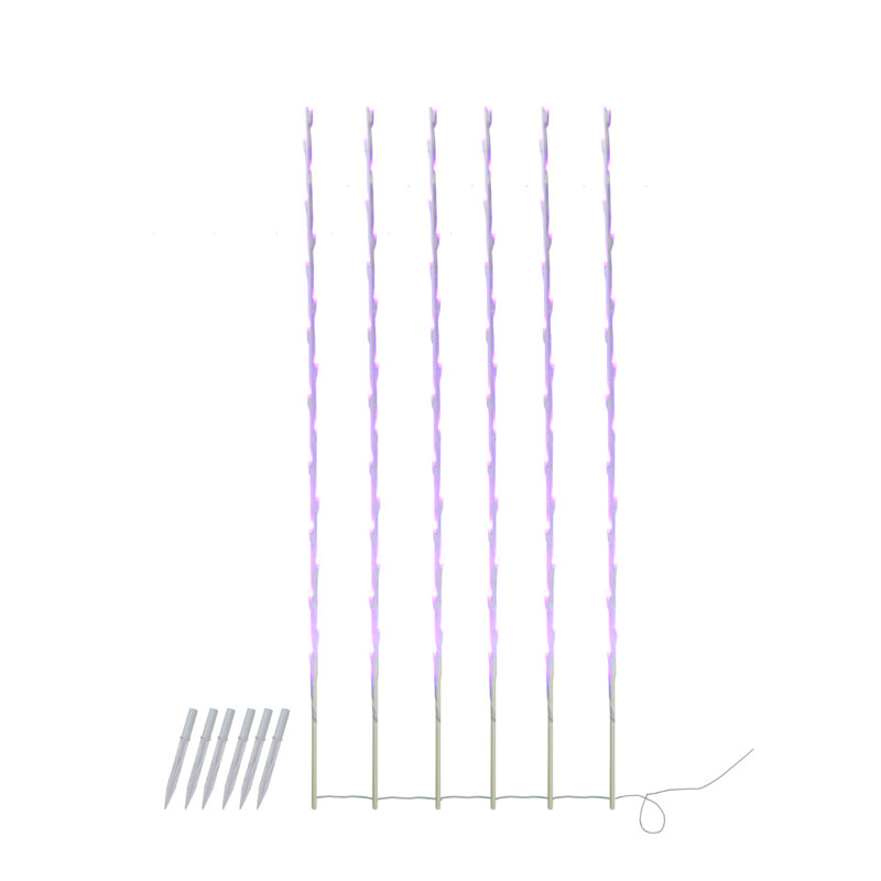 108 Pre-Lit LED Branch Patio Outdoor Garden Novelty Christmas Light Stakes - 8.5 ft White Wire, Purple