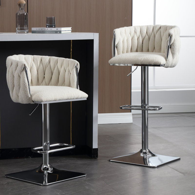 Dalicia Swivel Counter Stool with Metal Frame, Ivory