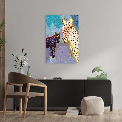 Art mural abstrait cheval tacheté et poulain