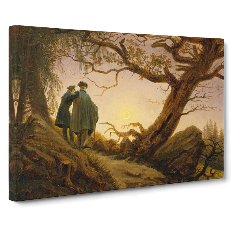 Contemplating The Moon by Caspar David Friedrich - Wrapped Canvas Painting, 40cm H x 60cm W x 3cm D