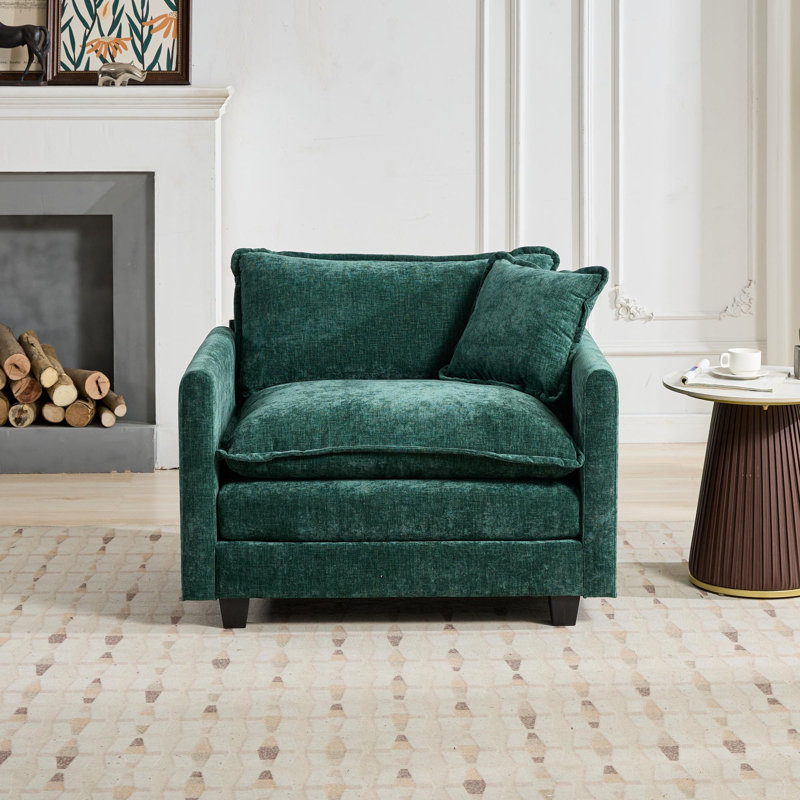 Modern Chenille Casual Single Sofa, Green