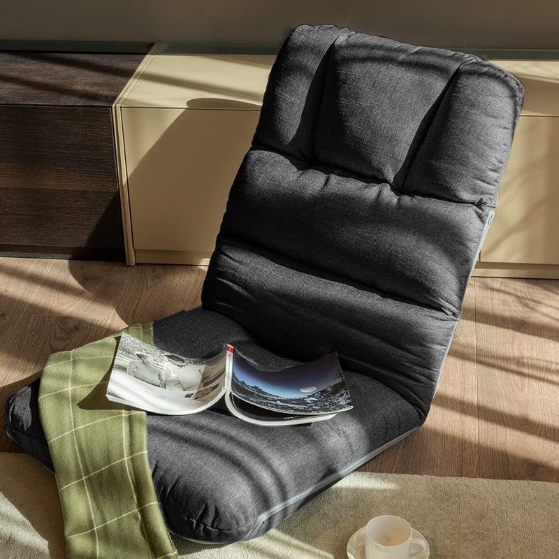 Latitude Run® Adjustable Reclining Floor Game Chair, Charcoal