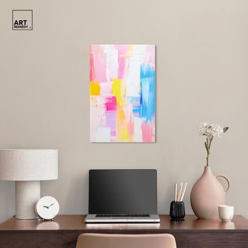 Joyful Abstraction 24" x 16" Colorful Wrapped Canvas Art