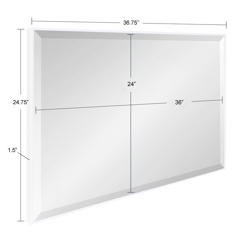 Miroir traditionnel biseauté Logsdon, 24 po x 36 po, Blanc