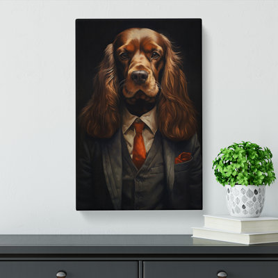 Cocker Spaniel in a Suit Painting - Wrapped Canvas
