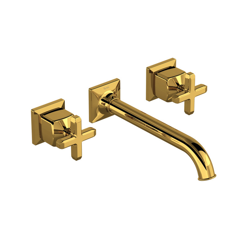 Apothecary Wall Mount Lavatory Faucet Trim, Unlacquered Brass, Cross