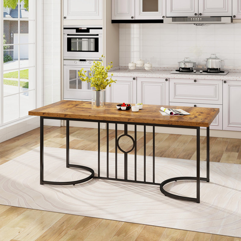 Angeliene Rectangular Dining Table with Iron Base
