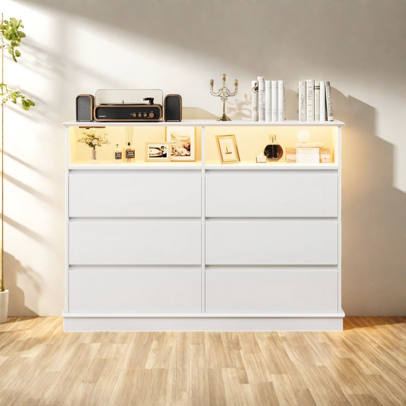 129.5cm W 6 - Drawer Chest of Drawers, White