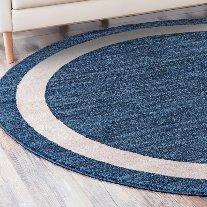 Songul Navy Blue Area Rug, Round 4'1"