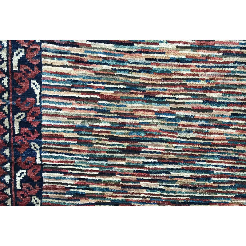 Hand-Knotted High-Quality Rust and Blue Area Rug
