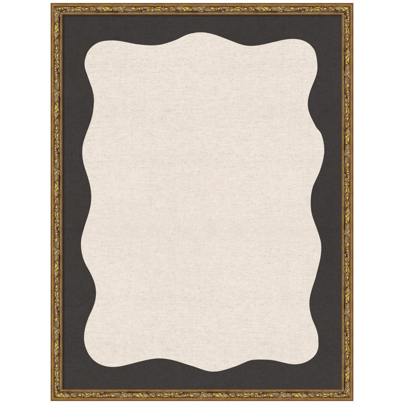 Tableau d'affichage en lin encadré en tissu, Noir / Beige, H 25 po x l 19 po x P 1 po, Belvédère bronze