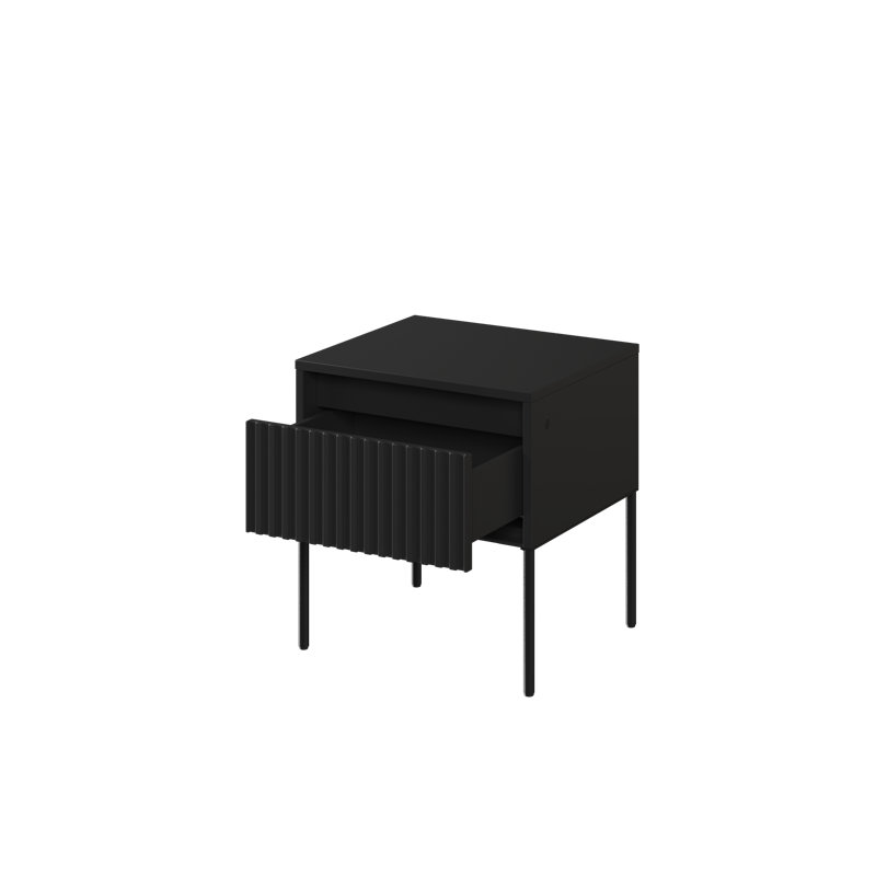 Amerion 46cm W Manufactured Wood Bedside Table, Black Matt