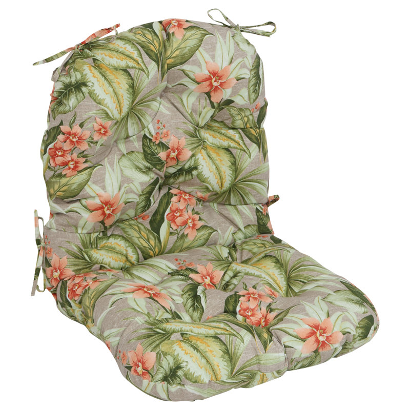 48-Inch By 24-Inch Outdoor Rounded Seat/Back Rocker Cushion, Tan/Pink/Tahiti Sunrise Floral