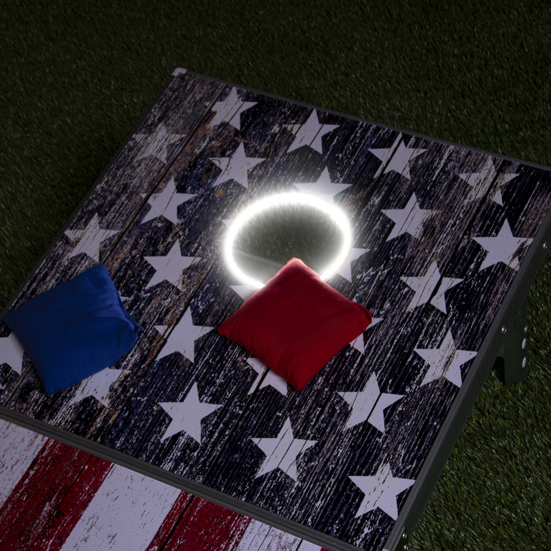 Jeu de cornhole GoSports avec drapeau américain à DEL, taille réglementaire