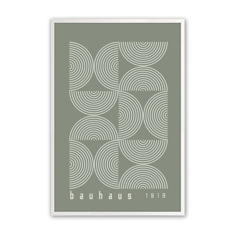 «Green Bauhaus Composition II», reproduction, H 17 po x l 13 po, Reproduction encadrée sans passe-partout, Blanc opaque