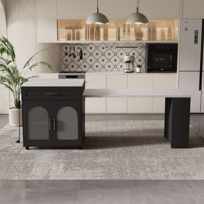 80.7" L  Kitchen Island With Expandable Dining Table （Without Dining Chairs)