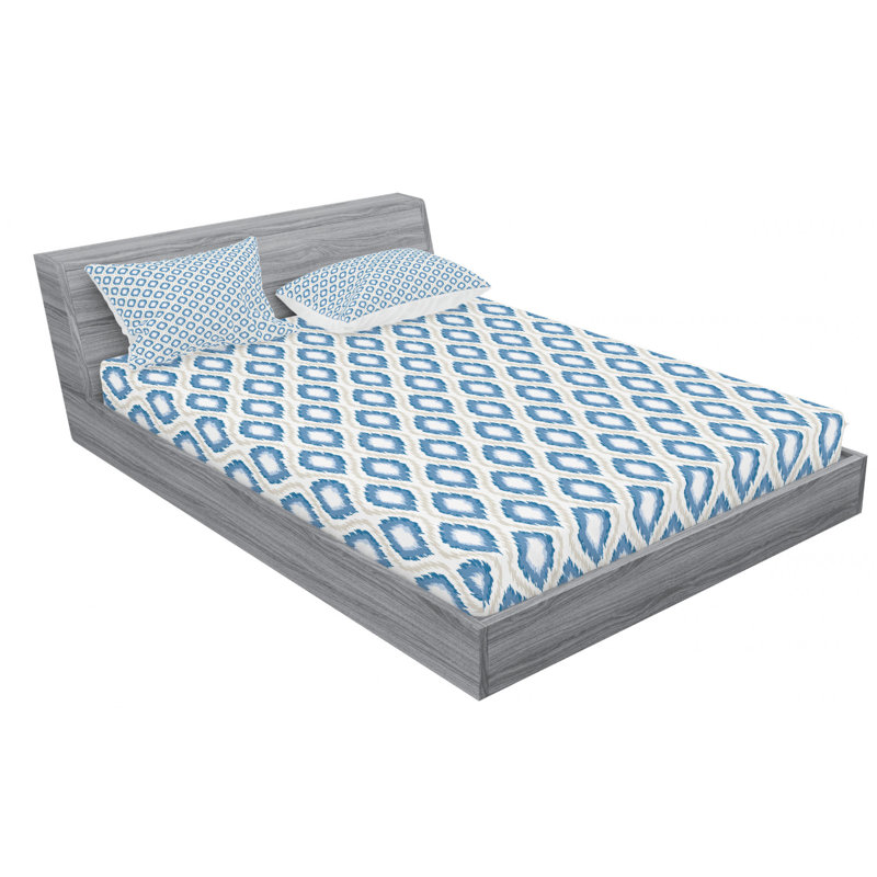 Microfiber Ikat Sheet Set, Queen Sheet Set + Fitted Sheet + 2 Pillowcases