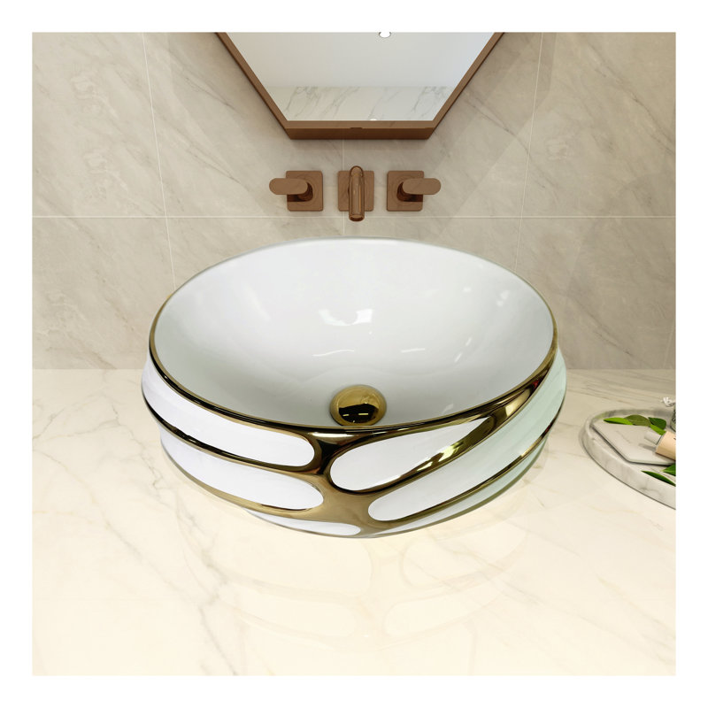 Blue Elephant 450.9mm L x 457.2mm W Gold Oval Sink