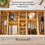 Organisateur de séparateur de tiroir réglable en bambou avec insertions et étiquettes, séparateurs de tiroir extensibles, ensemble de 4 insertions de 9 insertions pour la cuisine, la commode et le bureau
