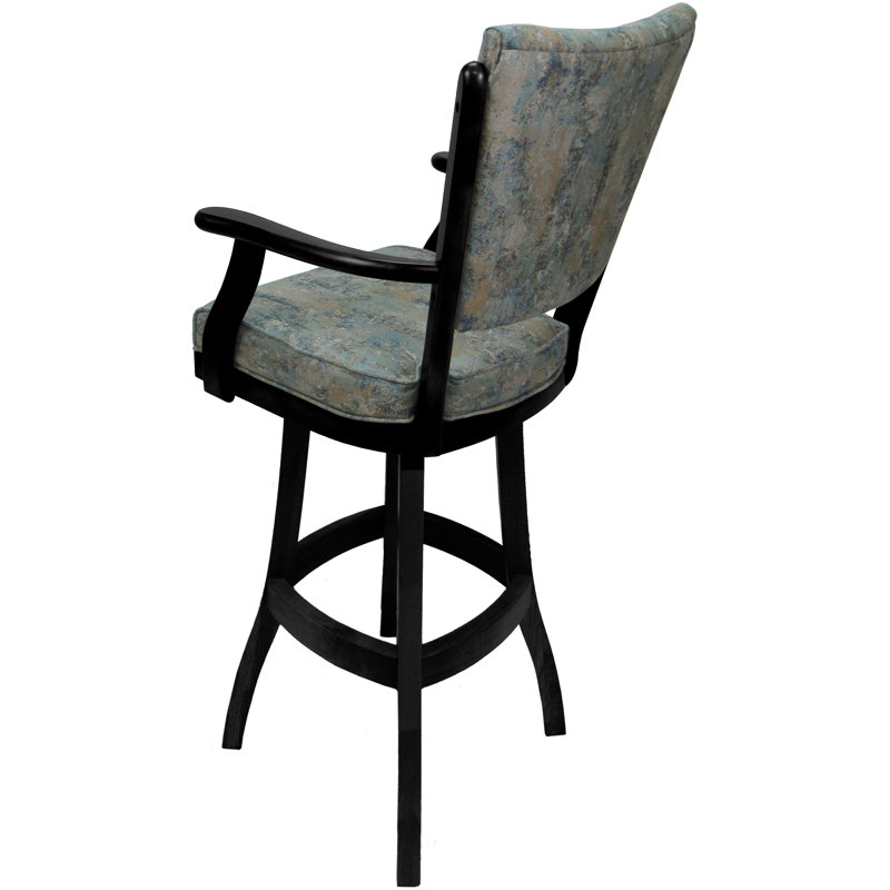 Irminger Classic Swivel Wood Extra Tall Stool, Counter Stool (26" Seat Height), Blue Polyester Blend/Black Frame