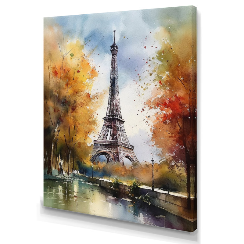 «Pastel Eiffel Tower In Paris III», reproduction d'art sur toile Paris, H 34 po x l 44 po x P 1,5 po, Toile tendue
