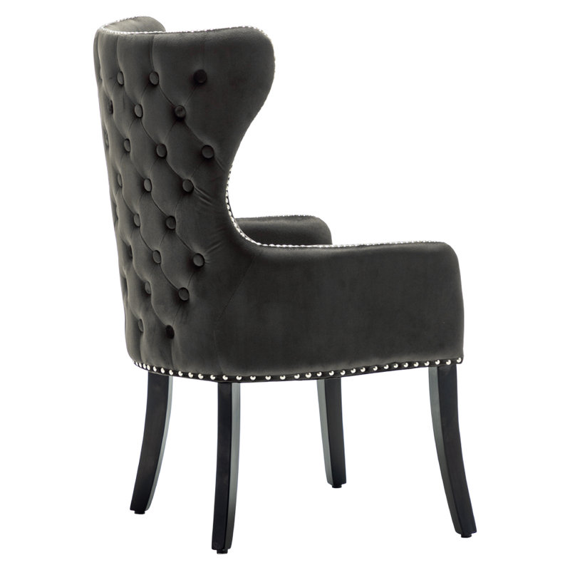 Latty 46cm H Velvet Upholstered Wing Back Side Chair Dining Chair, 2, Coffee