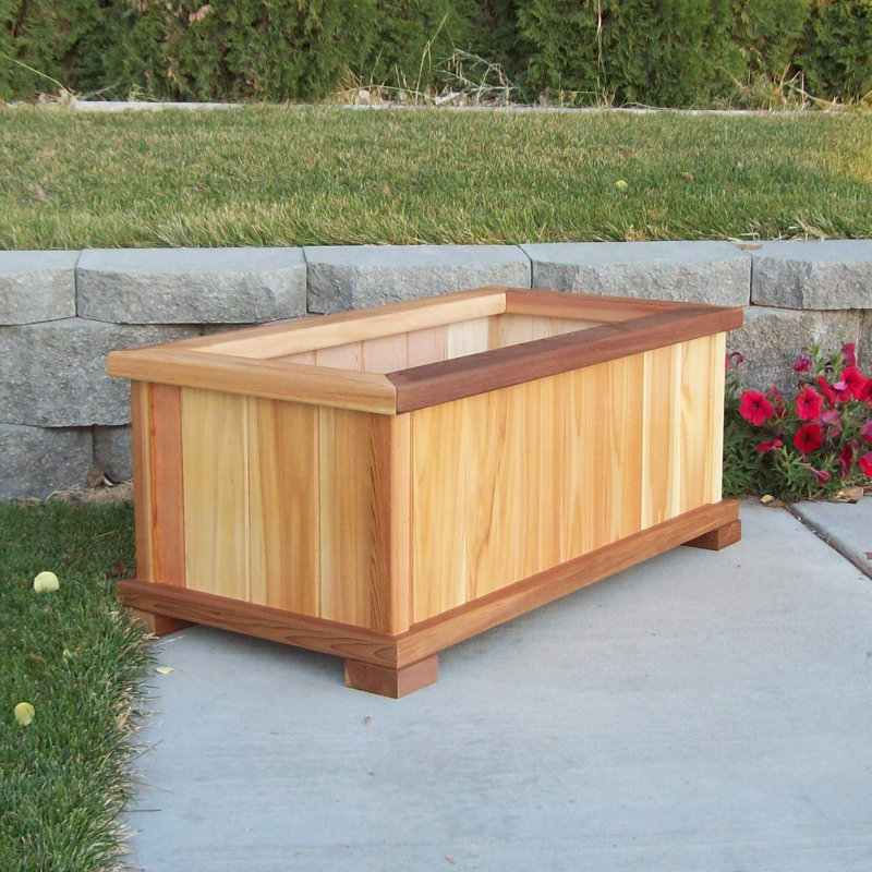Bunceton Handmade Wood Planter Box, 17" H x 41" W x 21" D, Cedar Stain