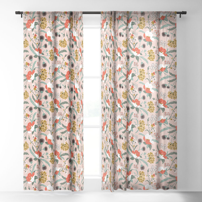 Ensemble de 2 rideaux de fenêtre Heather Dutton Poppy Meadow, L 50 po x L 108 po