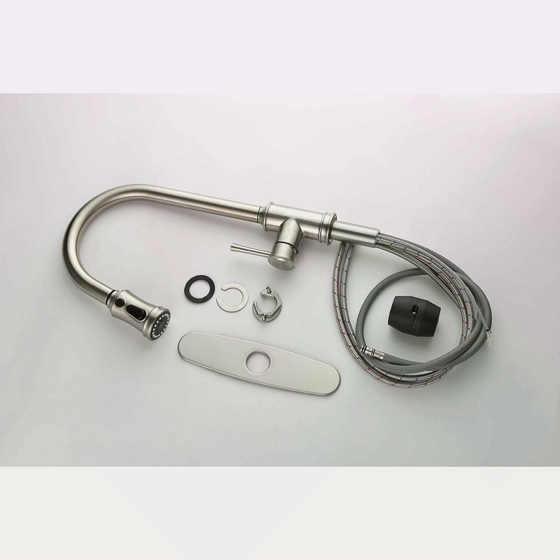 Single Handle High Arc Pull Out Kitchen Faucet,Single Level Stainless Steel Kitchen Sink Faucets With Pull Down Sprayer