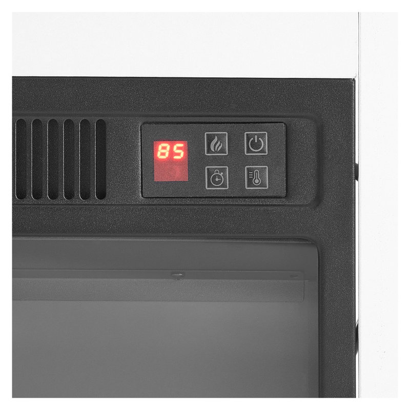 Foyer électrique autoportant de 43 po blanc avec manteau de cheminée, chauffe-eau infrarouge 1500 W avec effet de flamme 3D réaliste, télécommande et minuterie
