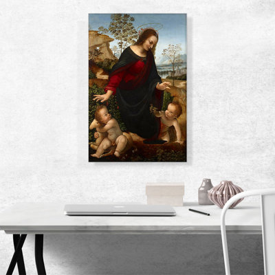 " The Madonna and Child with the Infant Saint John the Baptist 1475 " by Leonardo Da Vinci Oil Painting
