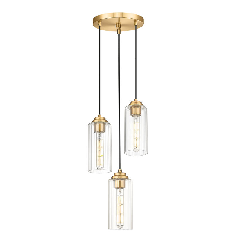 9" Dimmable Pendant Light, Gold, 3 Lights