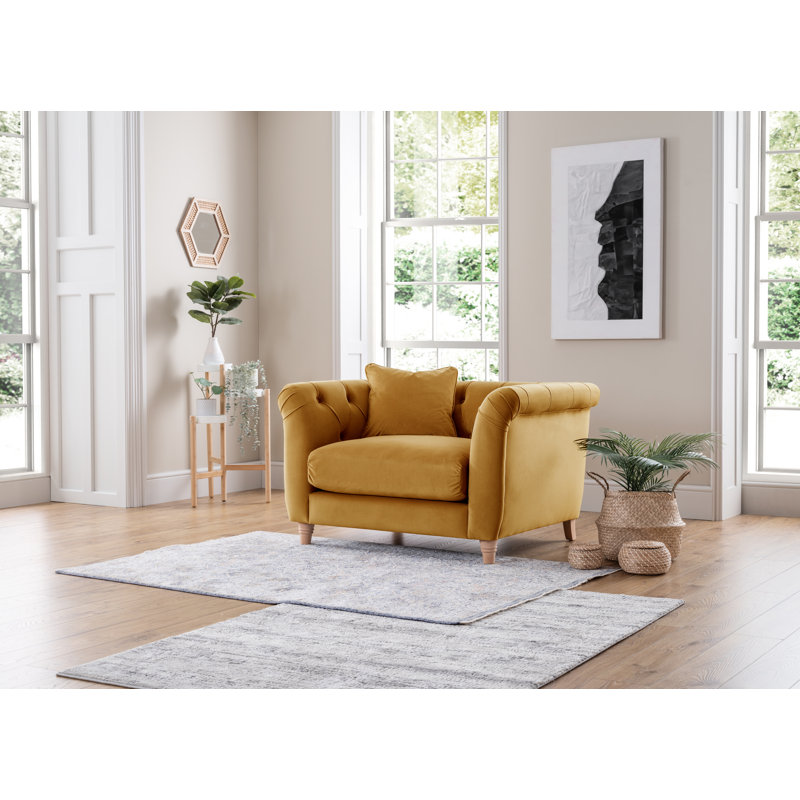Noelia Chesterfield  Velvet  Armchair, Ochre