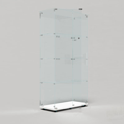 Versatile Tempered Glass Display Cabinet With Bluetooth LED, Remote And App Control, Swivel Casters For Easy Mobility