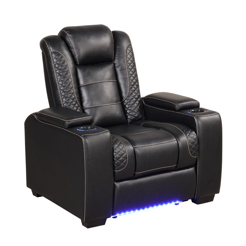 Fauteuil de cinéma maison inclinable 39 po avec porte-gobelet USB, Noir