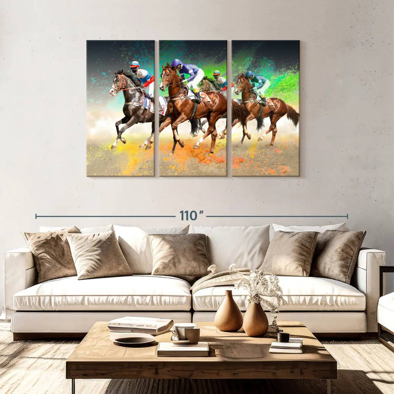 Course de chevaux Sirci, H 48 po x l 74 po
