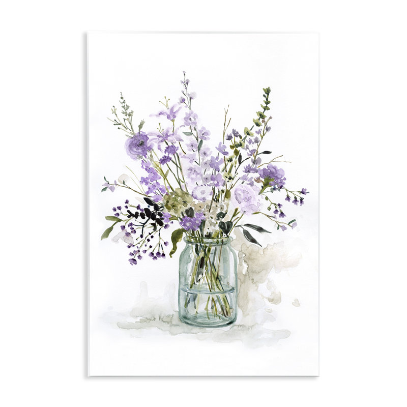Mixed Purple Botanicals Wood Wall Art Print
