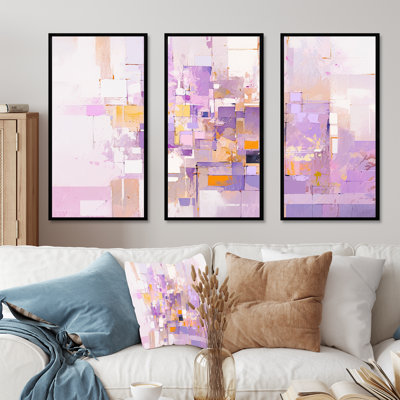 «Pink and Pruple Abstract Shadows I», ensemble d'art mural formes abstraites