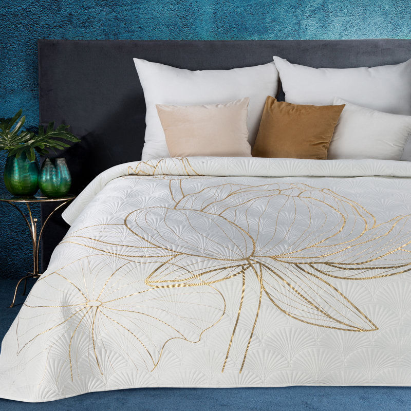 Polito Velvet No Pattern Bedspread, W220 x L240cm, White