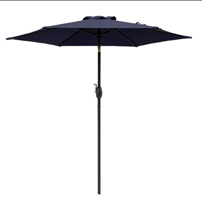 Parasol de marché 7,5 pi avec manivelle et inclinaison. Auvent résistant aux rayons UV pour la piscine. Cour arrière et patio (sans base)