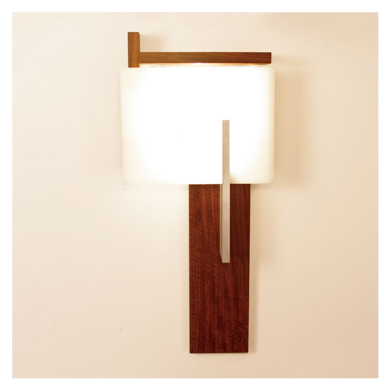 Oris LED Flush Mounted Sconce, Brushed Aluminum/Dark Stained Walnut, Oiled Walnut, 2700K