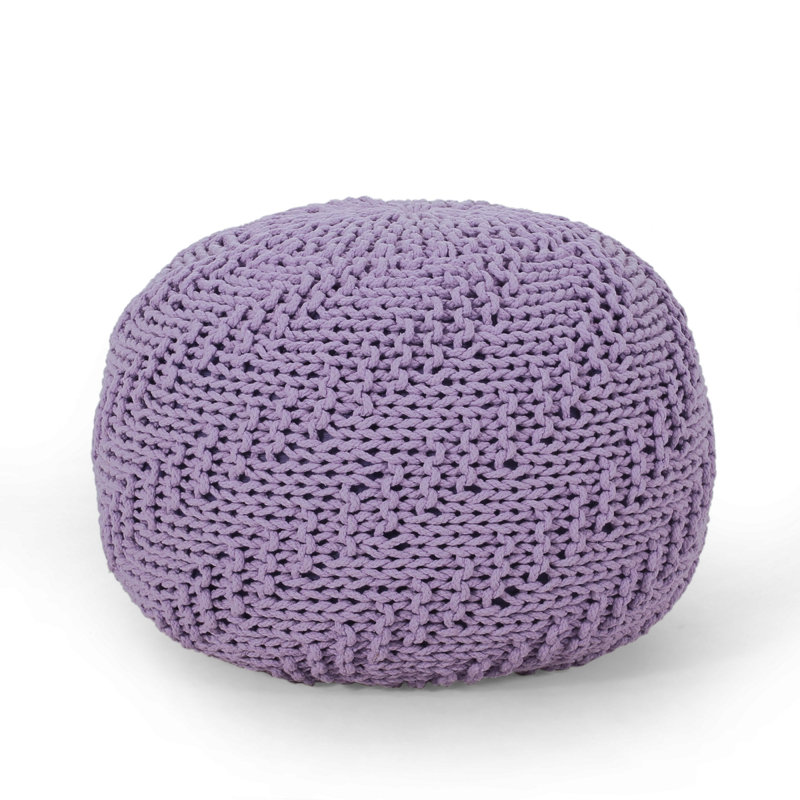 Pouf rond en coton Bordeaux, lavande, Polyester lavande
