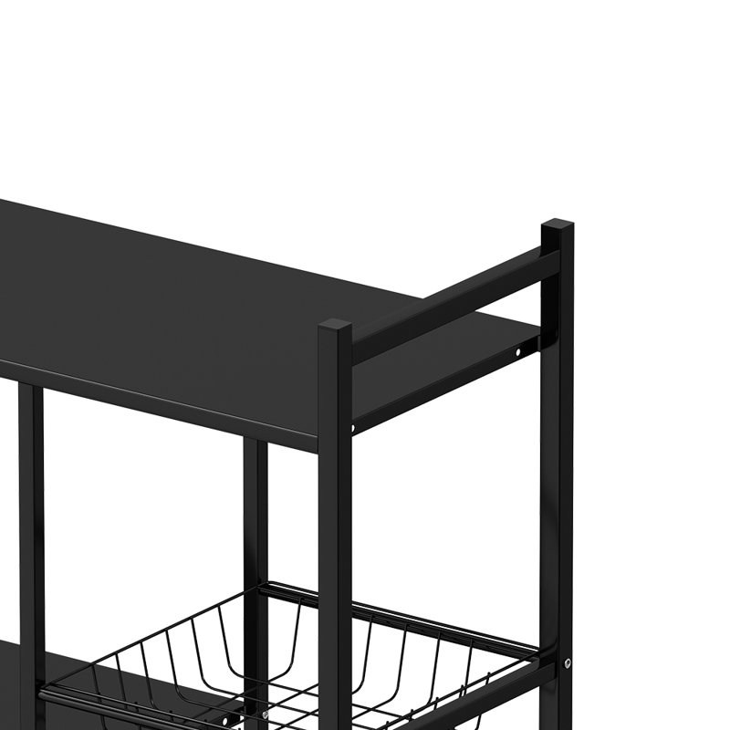 Multi-tiered Kitchen Microwave Storage Rack with Wheels, 134cm H x 90cm W x 32cm D