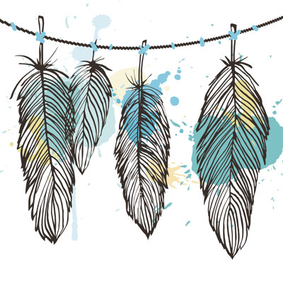 Buckhorn Watercolors feather set 1 Piece Wrapped Canvas Wall Art
