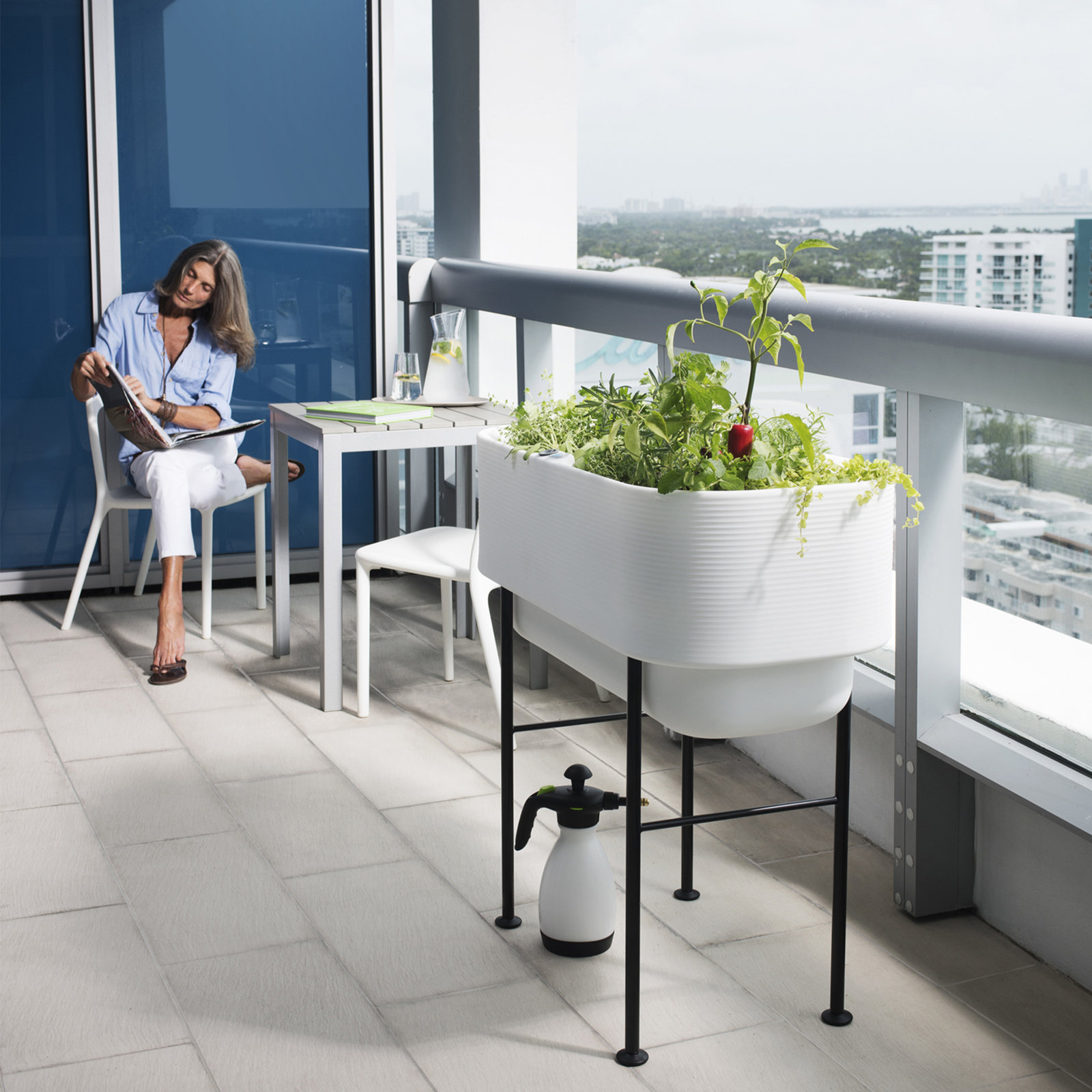 Nest 48" Elevated Planter, Alpine White, 35.75'' H x 36'' W x 18'' D