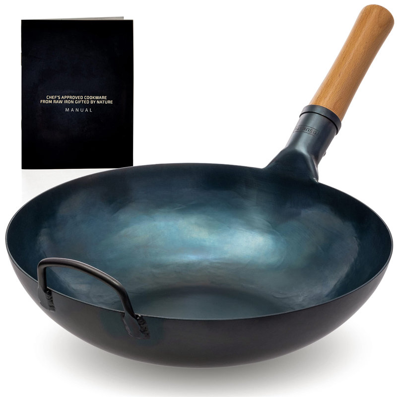 Emilyna Carbon Steel Wok, 34cm, Blue