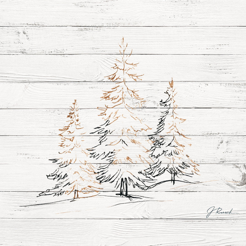Village, chalet, veille de Noël avec arbres colorés sur toile tendue, H 12 po x l 12 po
