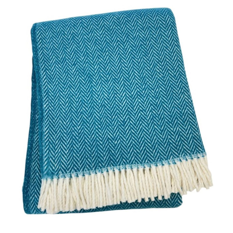 Herringbone Plush Throw, Ocean Herringbone