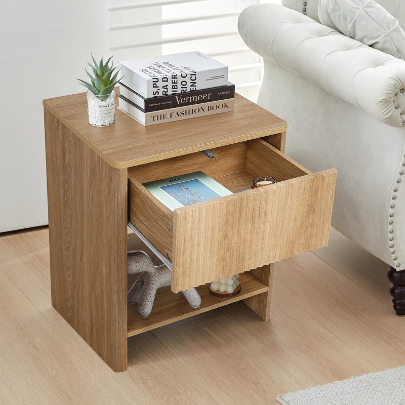 Table de bout avec rangement Tautiana, Naturel